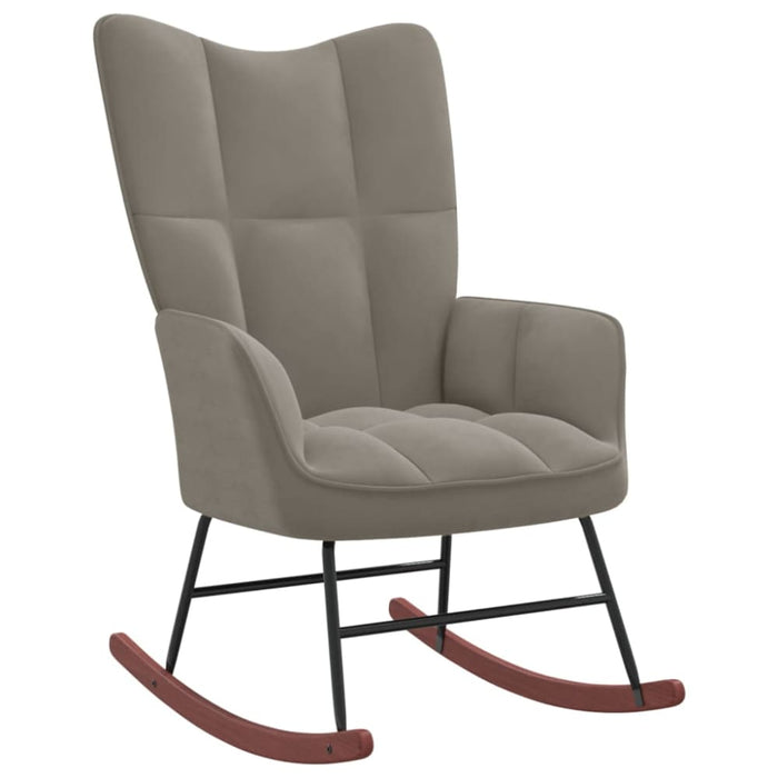 Rocking Chair with a Stool Light Grey Velvet Txnopb