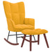 Rocking Chair with a Stool Mustard Yellow Velvet Txnopi