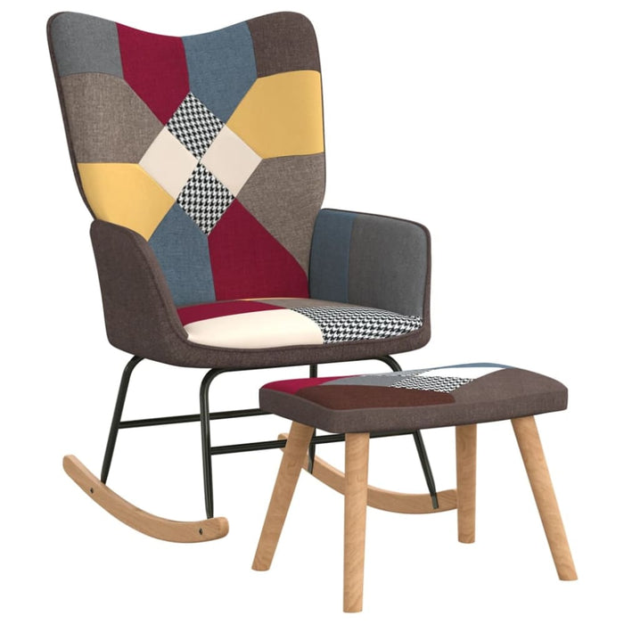 Rocking Chair With a Stool Patchwork Fabric Txnokx