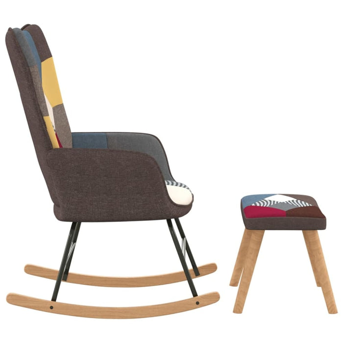Rocking Chair With a Stool Patchwork Fabric Txnokx
