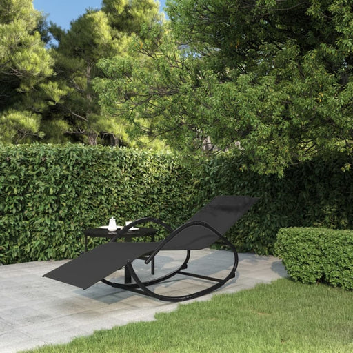 Rocking Sun Lounger Black Steel and Textilene Tonool