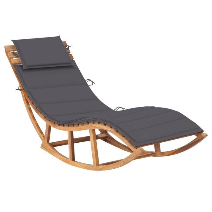 Rocking Sun Lounger With Cushion Solid Teak Wood Tbltttt