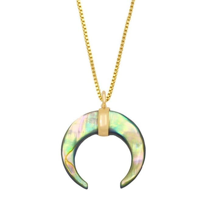 Romantic Shell Crescent Moon Necklace White Ivory Horn