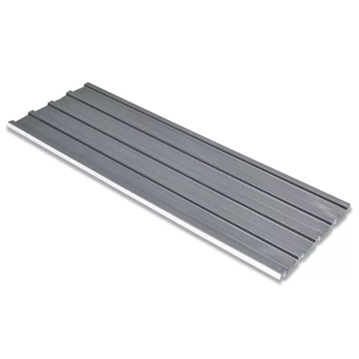 Roof Panels 12 Pcs Galvanised Steel Grey Axknp