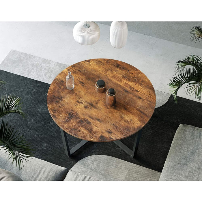 Round Coffee Table Rustic Brown And Black