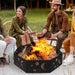 Round Fire Pit Ring Outdoor Fireplace Camping Firepit Steel