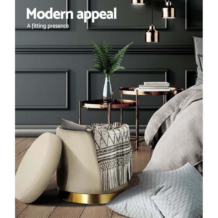 Goslash Picks Round Velvet Foot Stool Storage Ottoman Rest