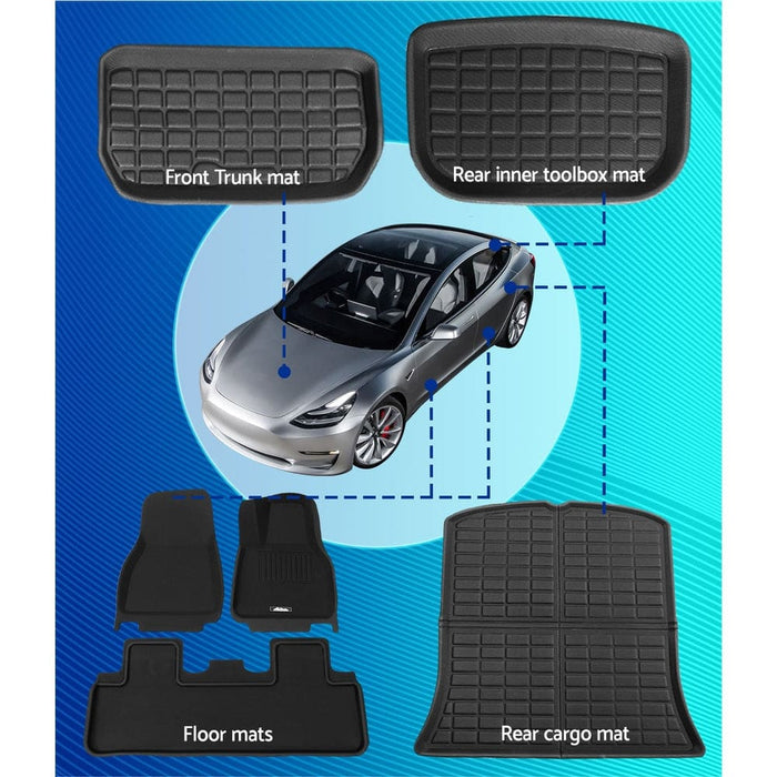 Car Rubber Floor Mats for Tesla Model y Trunk Toolbox Cargo