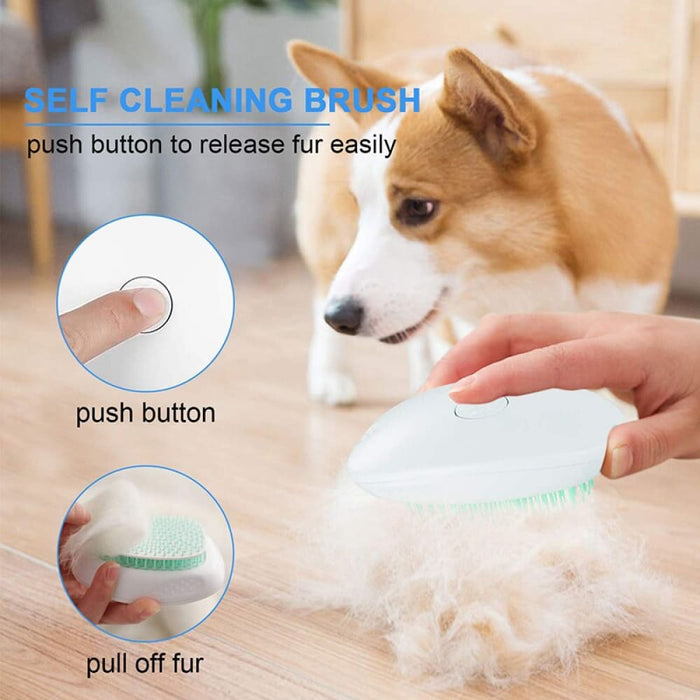 Safe Round Soft Bristles Slicker Self Cleaning Dog Comb