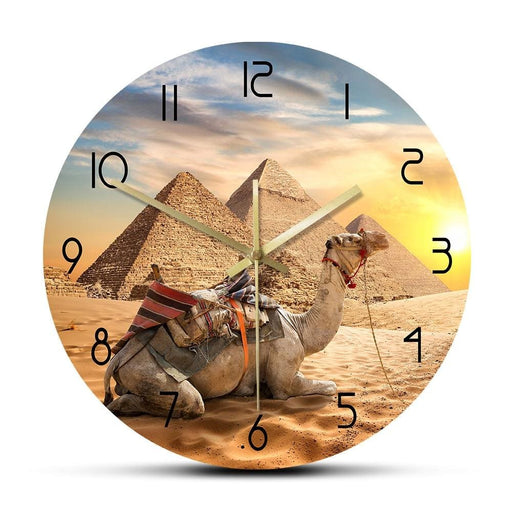 Sahara Animals Sunset Desert Camel Wall Clock Egypt