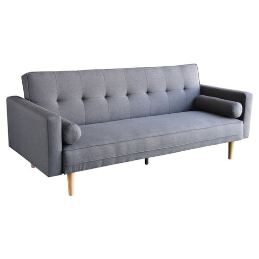 Sarantino 3 Seater Linen Sofa Bed Couch with Pillows - Dark