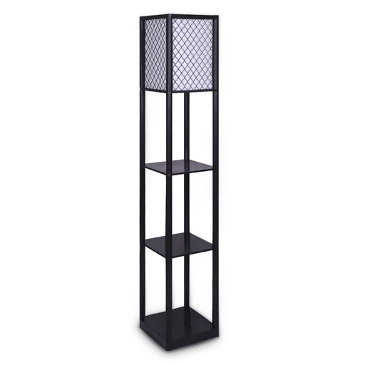 Sarantino Etagere Floor Lamp Diamond Look Fabric Shade