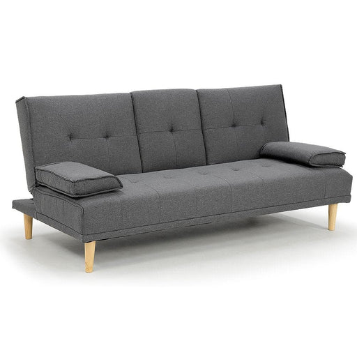Sarantino Linen Fabric Sofa Bed Lounge Couch Futon - Dark