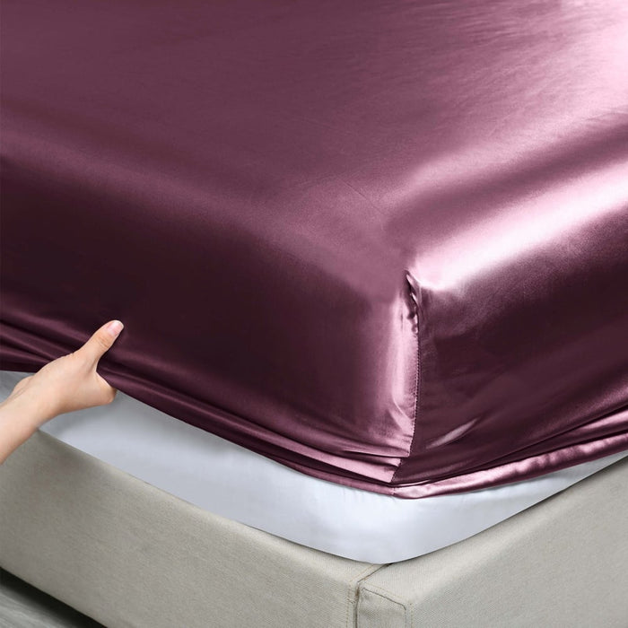Satin Sheet Set 4 Piece Fitted Flat Pillowcases - King -