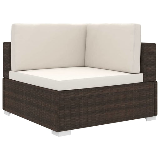 Sectional Corner Chair 1 Pc with Cushions Poly Rattan Brown