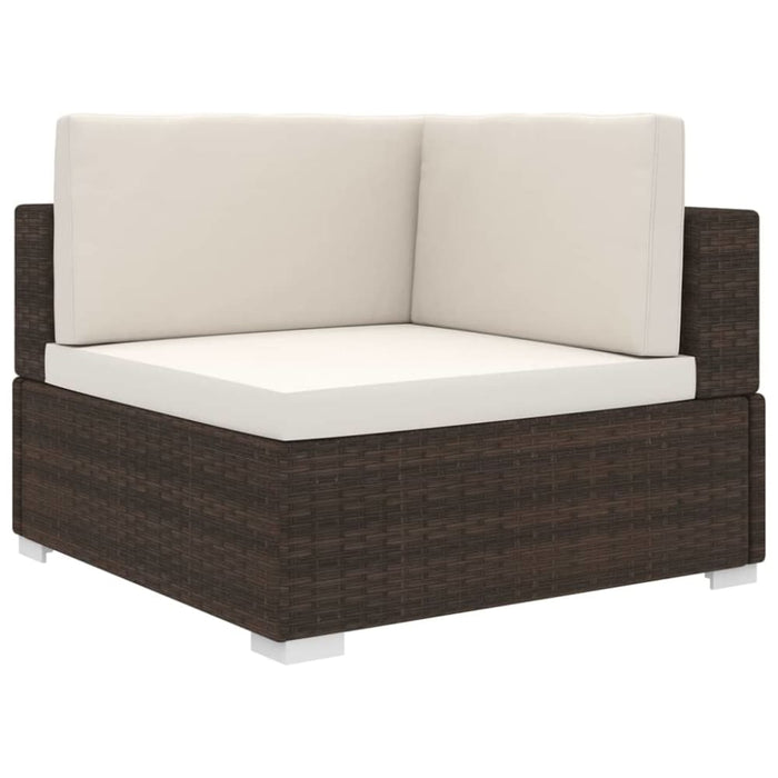 Sectional Corner Chair 1 Pc with Cushions Poly Rattan Brown