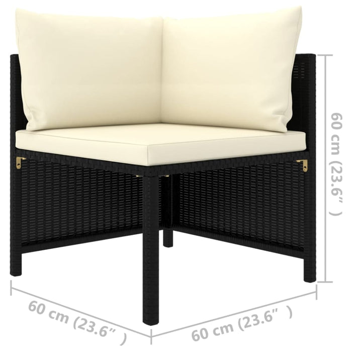 Sectional Corner Sofa with Cushions Black Poly Rattan Totpbi
