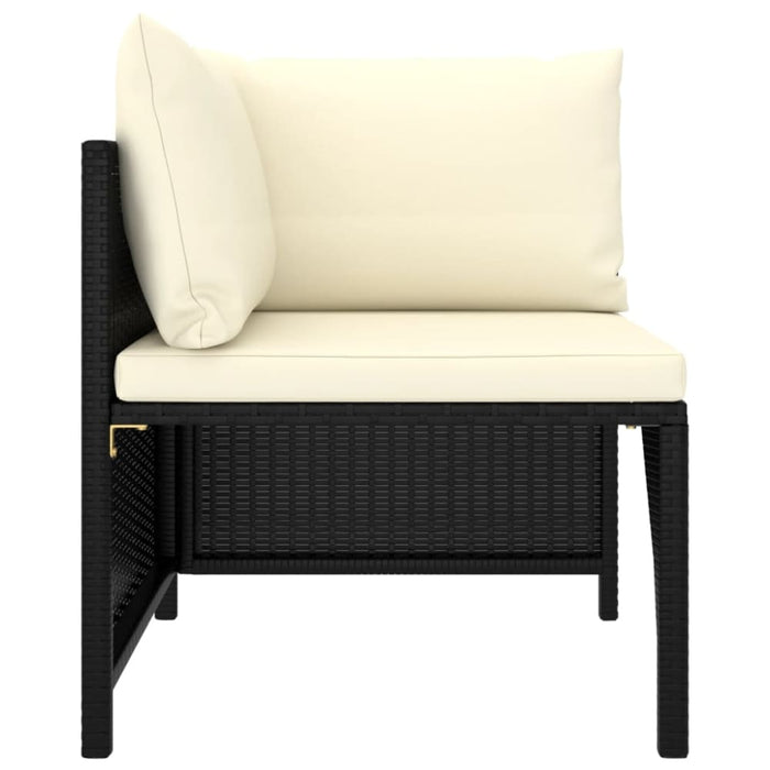 Sectional Corner Sofa with Cushions Black Poly Rattan Totpbi