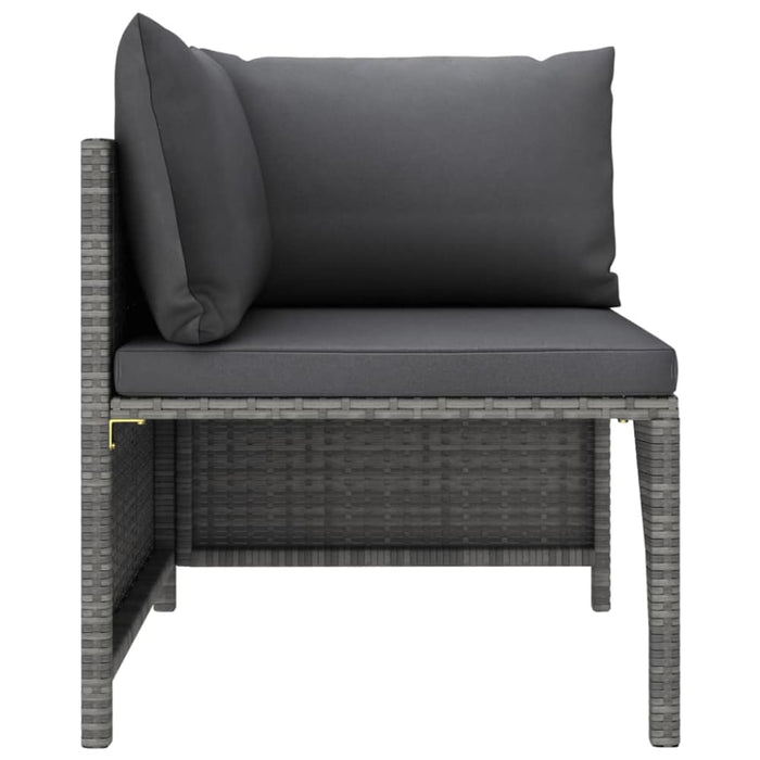 Sectional Corner Sofa with Cushions Grey Poly Rattan Totakt