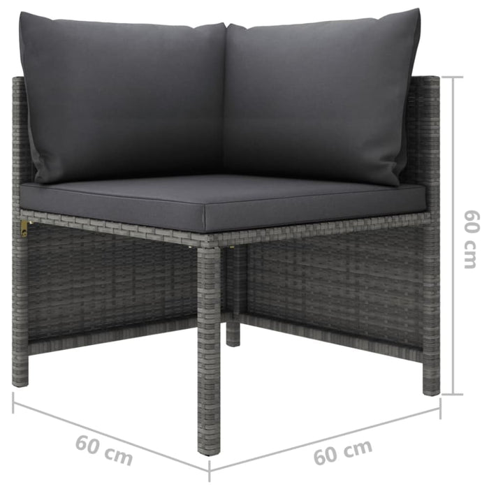 Sectional Corner Sofa with Cushions Grey Poly Rattan Totakt