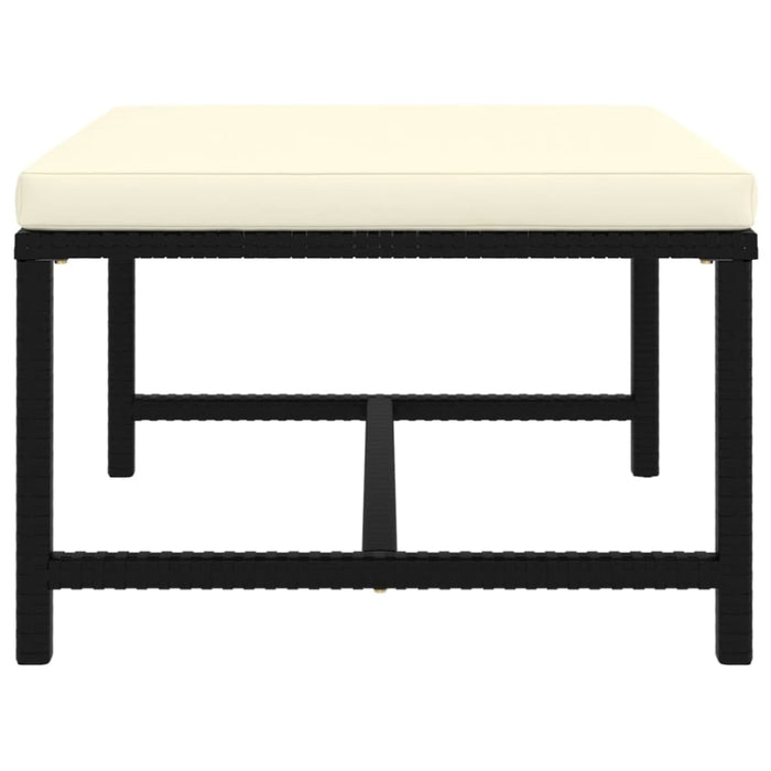 Sectional Footrest with Cushion Black Poly Rattan Totpbk