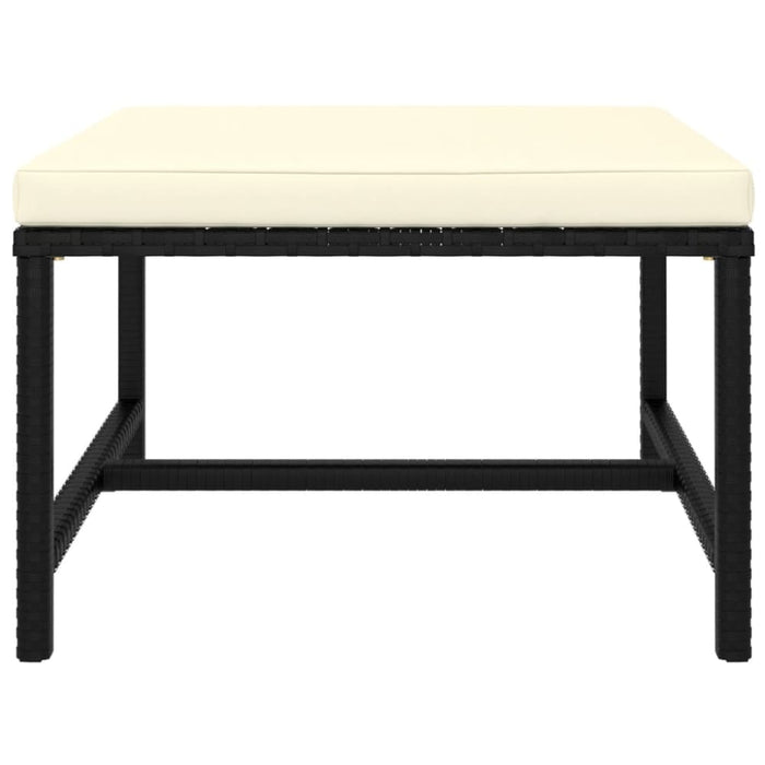 Sectional Footrest with Cushion Black Poly Rattan Totpbk