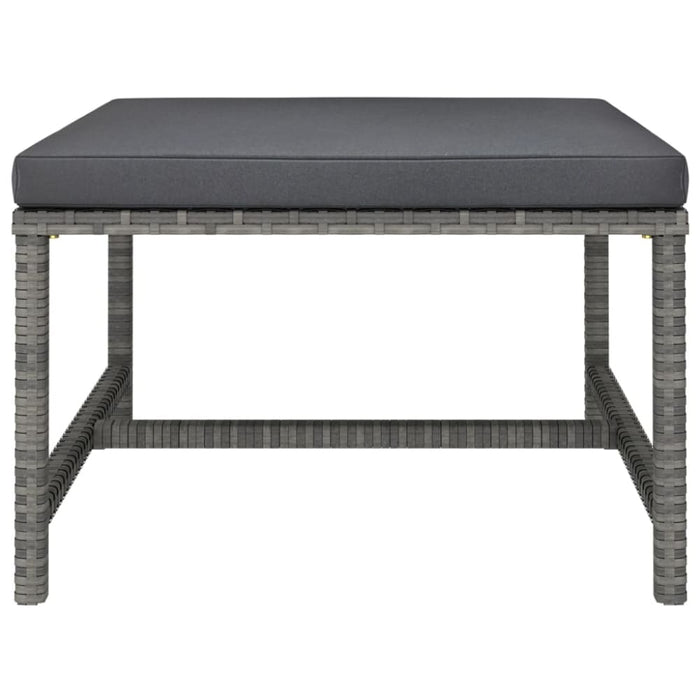Sectional Footrest with Cushion Grey Poly Rattan Totakp