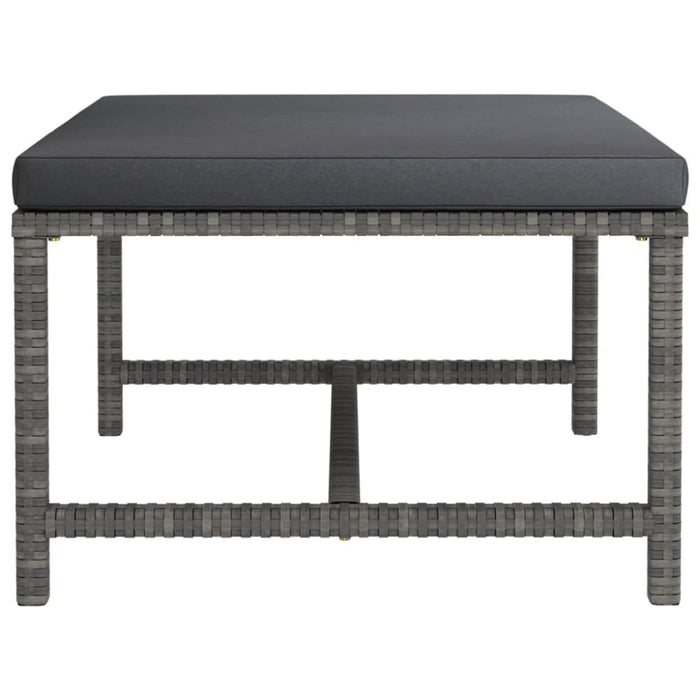 Sectional Footrest with Cushion Grey Poly Rattan Totakp