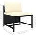 Sectional Middle Sofa with Cushions Black Poly Rattan Totpbn