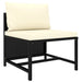 Sectional Middle Sofa with Cushions Black Poly Rattan Totpbn