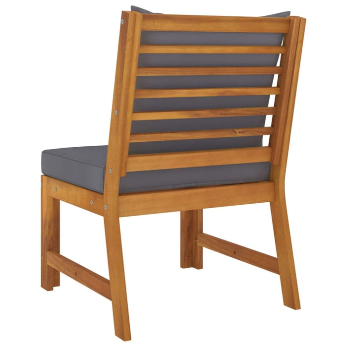 Sectional Middle Sofa with Dark Grey Cushion Solid Acacia