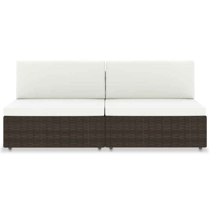 Sectional Sofa 2-seater Poly Rattan Brown Akpot