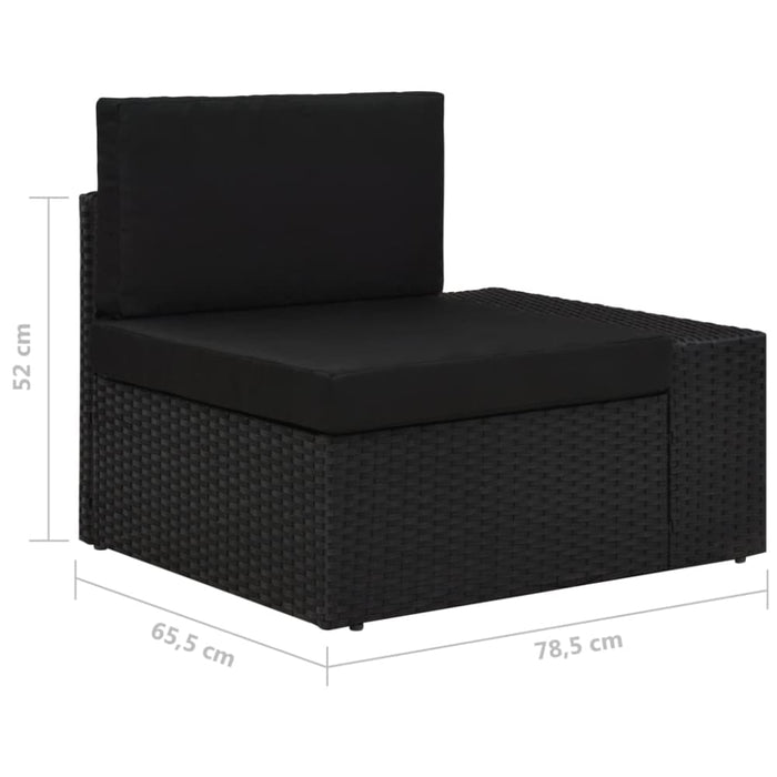 Sectional Sofa 3-seater Poly Rattan Black Akpbl