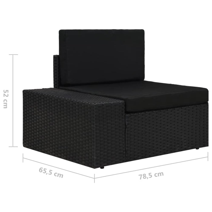 Sectional Sofa 3-seater Poly Rattan Black Akpbl