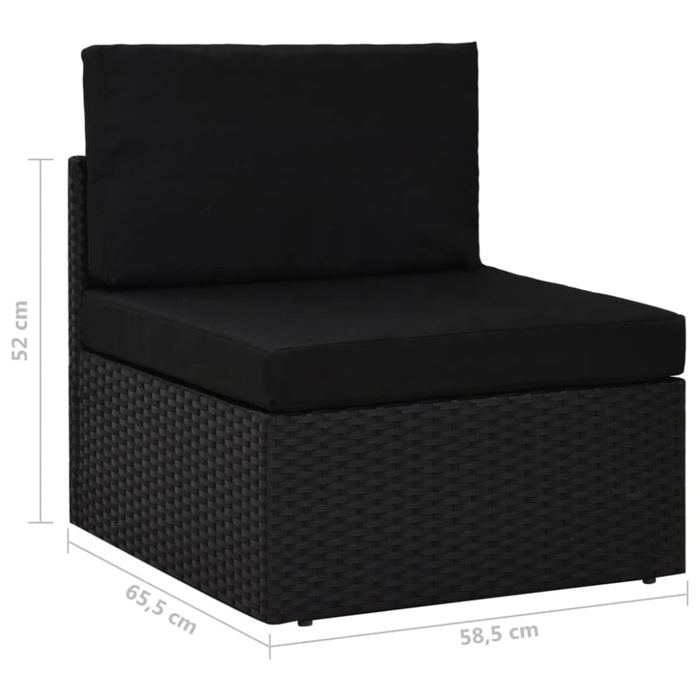 Sectional Sofa 3-seater Poly Rattan Black Akpbl