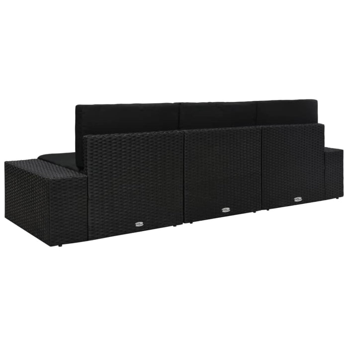 Sectional Sofa 3-seater Poly Rattan Black Akpbl