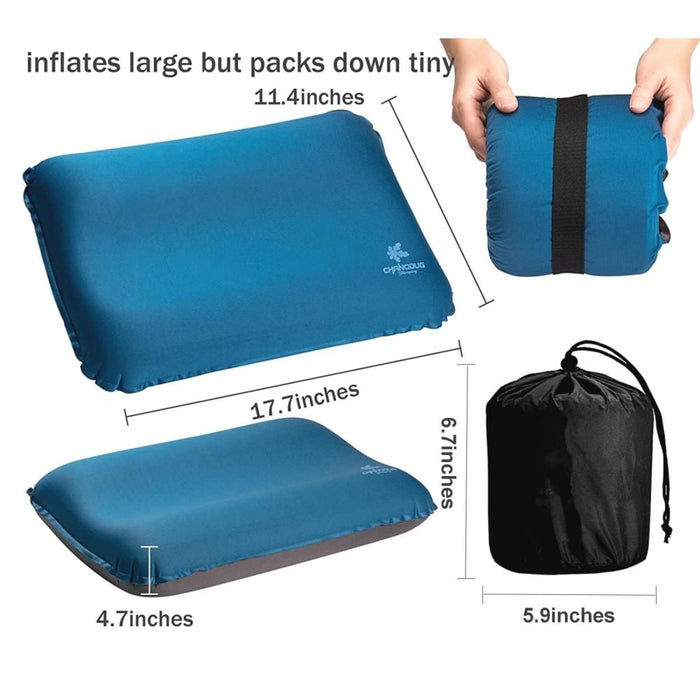 Self Inflating Camping Pillow With Ergonomic 4d Support -