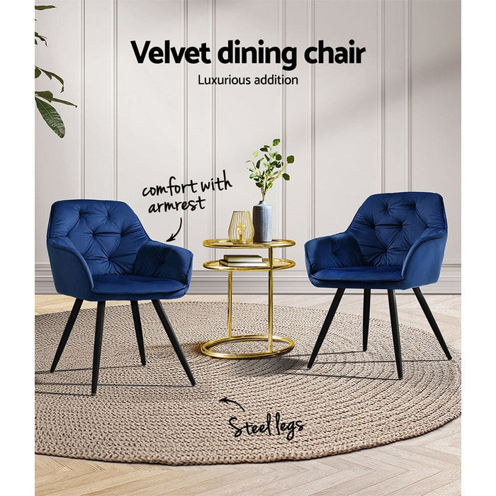 Set Of 2 Calivia Dining Chairs Kitchen Upholstered Velvet