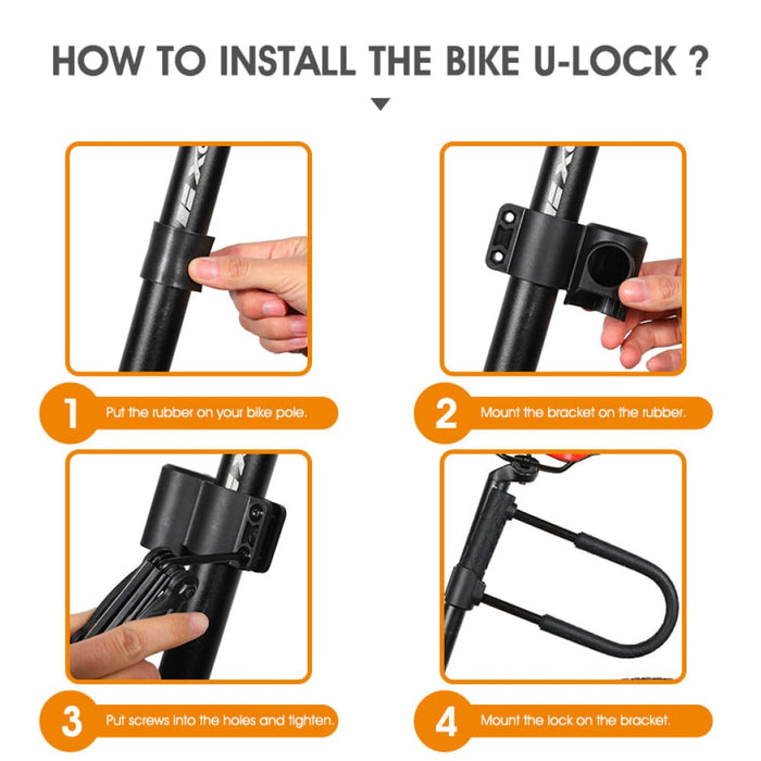 U Shape Bicycle Steel Lock with 2 Keys