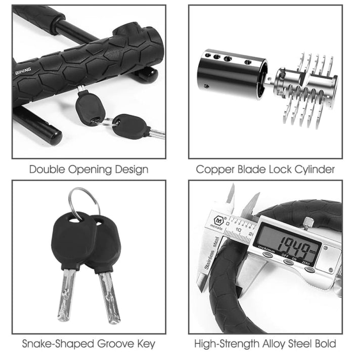 U Shape Bicycle Steel Lock with 2 Keys