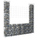 U-shape Gabion Basket with 2 Posts Iron 140x20x150 Cm Opoxnx