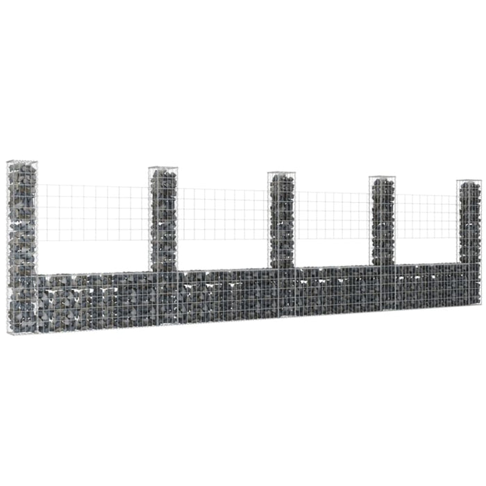 U-shape Gabion Basket with 5 Posts Iron 500x20x150 Cm Opoxnp