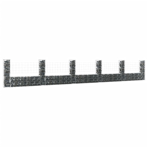 U-shape Gabion Basket with 6 Posts Iron 620x20x100 Cm Opoxik