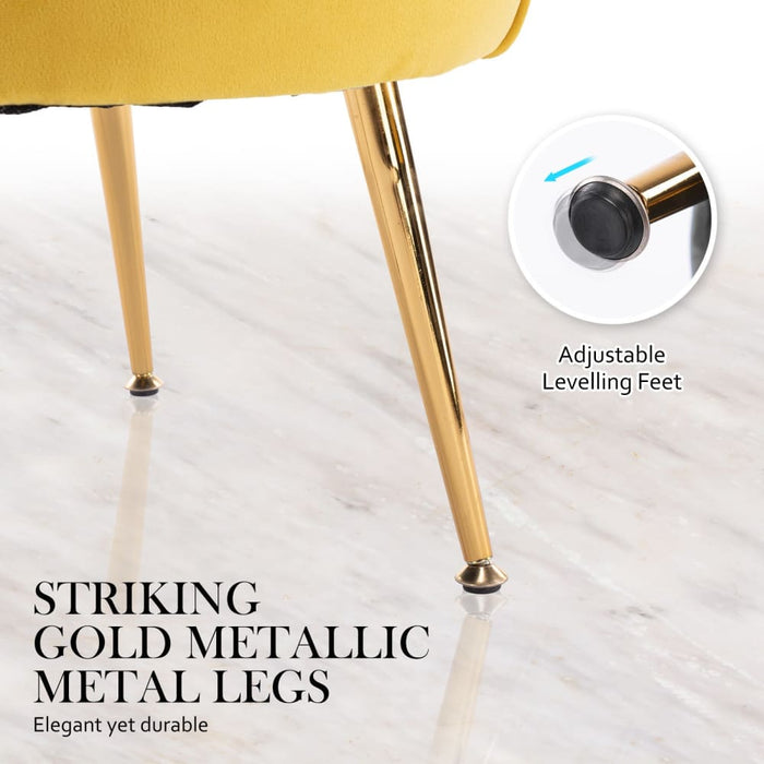 Shell Scallop Yellow Armchair Lounge Chair Accent Velvet