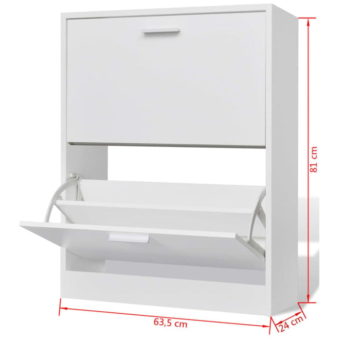 Shoe Cabinet With 2 Compartments Wooden White Xaoxax