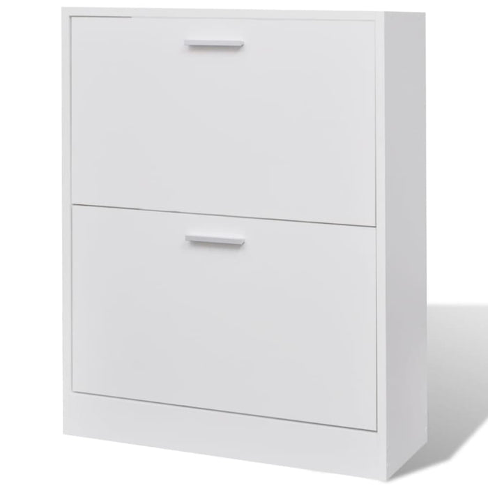 Shoe Cabinet With 2 Compartments Wooden White Xaoxax