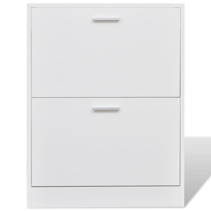Shoe Cabinet With 2 Compartments Wooden White Xaoxax