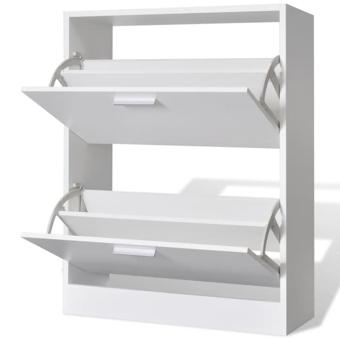 Shoe Cabinet With 2 Compartments Wooden White Xaoxax