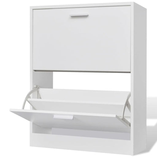 Shoe Cabinet With 2 Compartments Wooden White Xaoxax