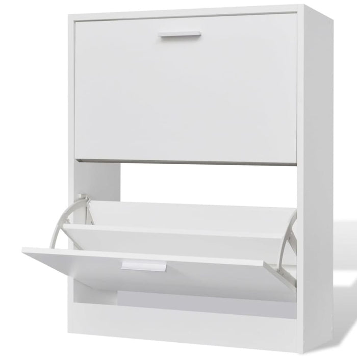 Shoe Cabinet With 2 Compartments Wooden White Xaoxax